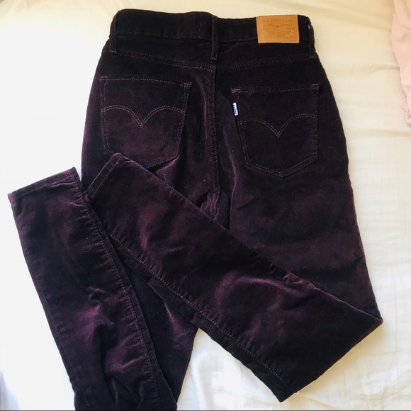 Levi’s burgundy corduroy high rise skinny pants 25 - Picture 3 of 6